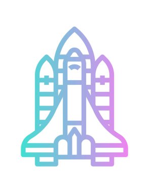 Beyaz arkaplanda izole edilmiş düz biçimli roket simgesi