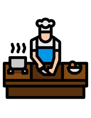 Elinde pano olan bir adamın vektör çizimi