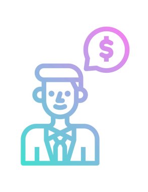 Para simgesi vektör illüstrasyonuna sahip iş adamı