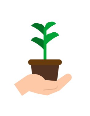 Eldeki bitki simgesi vektör illüstrasyon grafik tasarımı
