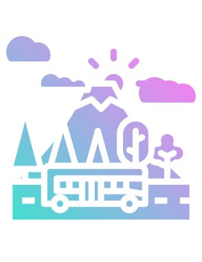 Yoldaki otobüsün vektör illüstrasyonu 