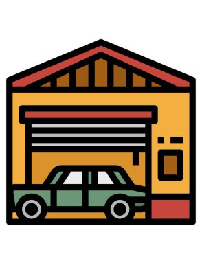 okul ve lojistik renkli vektör simgesi.