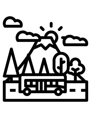 Yoldaki otobüsün vektör illüstrasyonu 