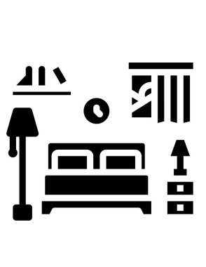 Yatak odası modern düz biçim vektör illüstrasyonu.