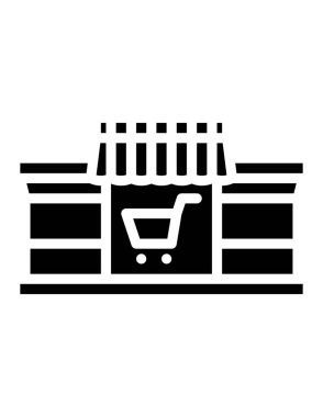 süpermarket binası simgesi, vektör illüstrasyonu