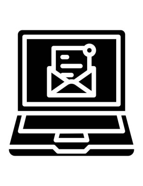 dizüstü bilgisayar ve mesaj vektörü simgesi