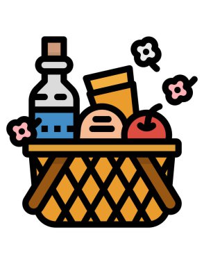 Alışveriş sepeti simgesi vektör illüstrasyon grafik tasarımı