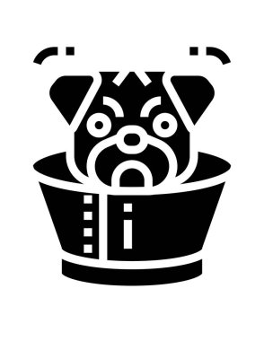 Beyaz arkaplanda izole edilmiş çizgi film tarzında bir köpek simgesi. evcil hayvan sembolü çizimi