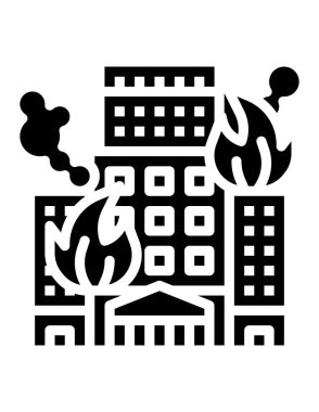 ateş binası simgesi, vektör illüstrasyonu