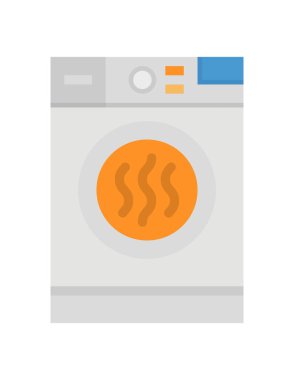 Düz renk çemberli çamaşır makinesi simgesi ağ için izole edilmiş vektör çizimi