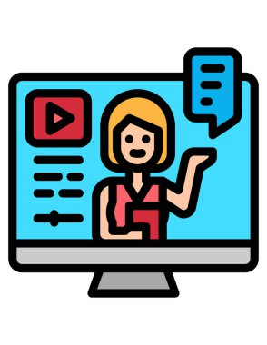 bilgisayar ve teknoloji çizgisi vektör simgesi.