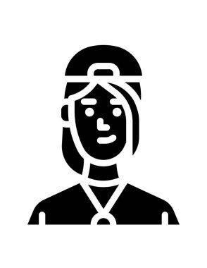 Siyah takım elbiseli, eşarplı bir kadının vektör çizimi