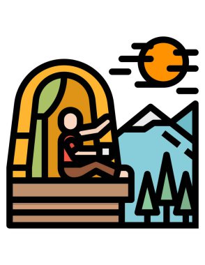 Beyaz arkaplanda bir dağın vektör çizimi 