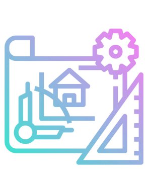 bina ve inşaat taslak vektör simgesi. 