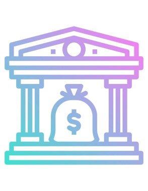 Banka binası simgesi, vektör illüstrasyonu