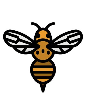 Beyaz arkaplanda siyah renkli bir arı simgesi var. böcek sembolü vektör illüstrasyonu.