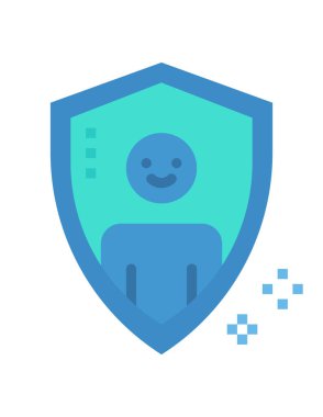 Güvenlik görevlisi ikon vektör çizimine sahip kalkan