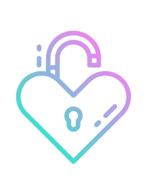 kalp kilidi simgesi, vektör çizimi