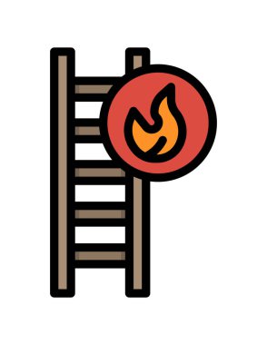 Beyaz arka planda izole edilmiş çizgi film tarzında yangın söndürme ikonu. Sirk sembolü vektör illüstrasyonu.