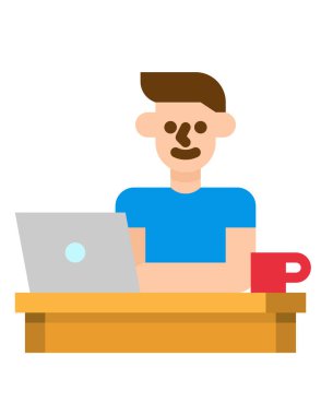 Elinde dizüstü bilgisayarla sandalyede oturan bir adam.