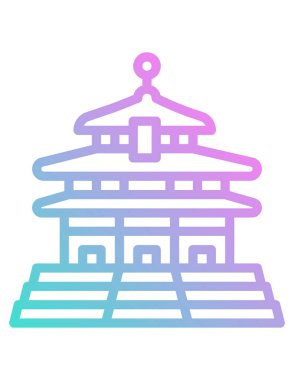 Çin tapınağı ikonu vektör illüstrasyonu