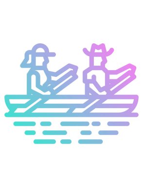 Kürek çeken insanların vektör çizimi