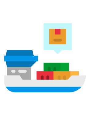 Kargo gemisi simgesi beyaz arka planda izole edilmiş. ulaşım ve tatil sembolü vektör çizimi.