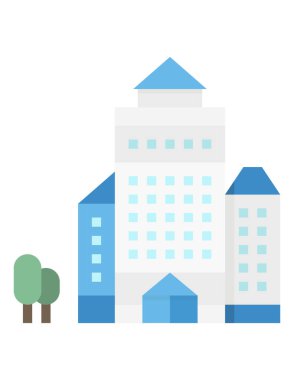 Düz biçimli bina simgesi beyaz arkaplanda izole