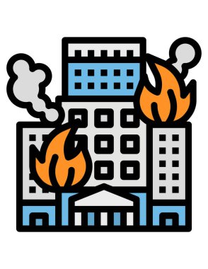 şehir ve ateş vektör simgesi