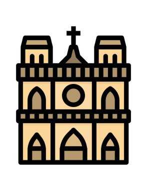 Kilise ikonu. Web için dini yapı vektör simgelerinin düz çizimi