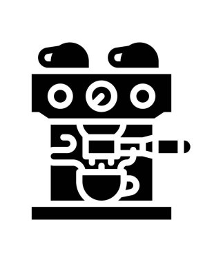 kahve makinesi simgesi beyaz arkaplanda izole edilmiş siyah biçimdeName.  