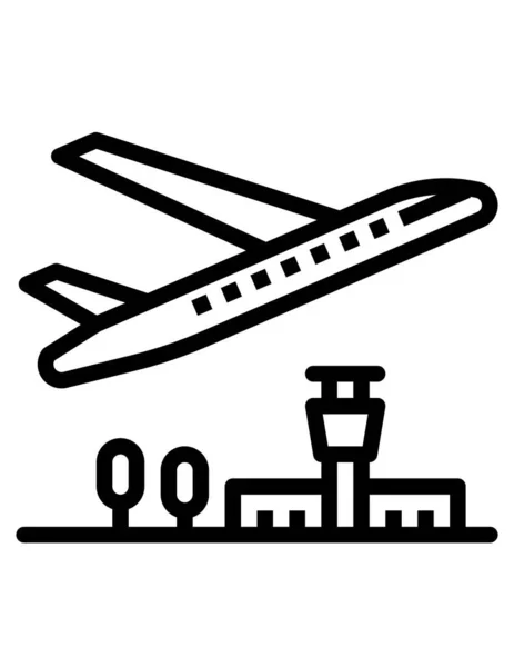 Ikona Vektoru Letadla Cestovní Značka Symbol Letecké Dopravy — Stockový vektor