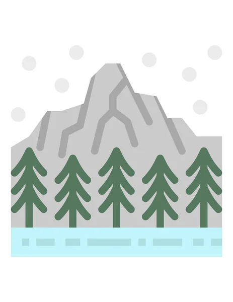 Paisaje Montaña Con Montañas Árboles — Vector de stock