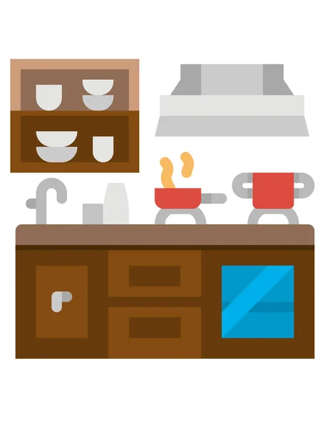 Kitchen Utensils Accessories Icons Set Flat Illustration Table Vector Icon — Stock Vector