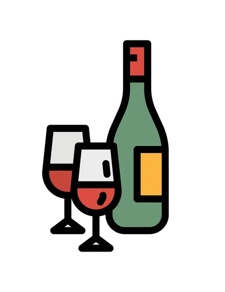 Ilustração Vetorial Ícones Linha Simples Vinho — Vetor de Stock