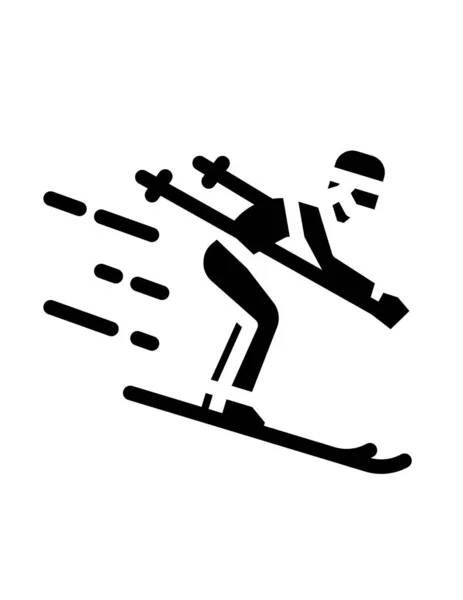 Ski Sport Icoon Platte Kleur Stijl Vectorillustratie — Stockvector