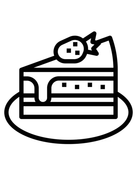 Cake Line Vector Icon — Stock Vector