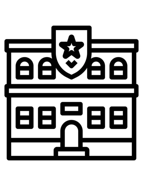 Ikona Budovy Policejní Stanice Vektorová Ilustrace — Stockový vektor
