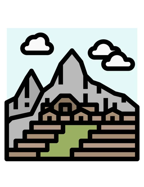 Vectorillustratie Van Een Berglandschap — Stockvector