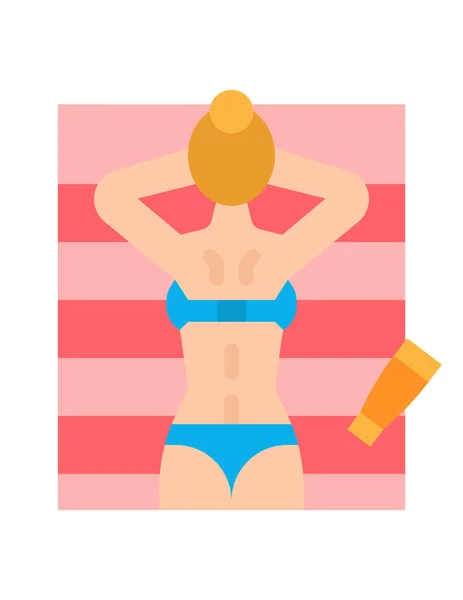 女性日光浴のベクトル図 — ストックベクタ