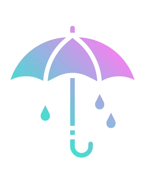 Paraplu Plat Pictogram Witte Achtergrond — Stockvector