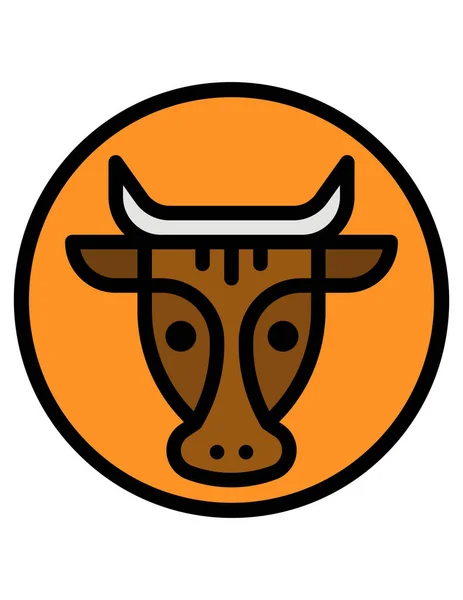 Значок Черепа Бика Плоскому Колі Ізольовані Векторні Ілюстрації Інтернету — стоковий вектор
