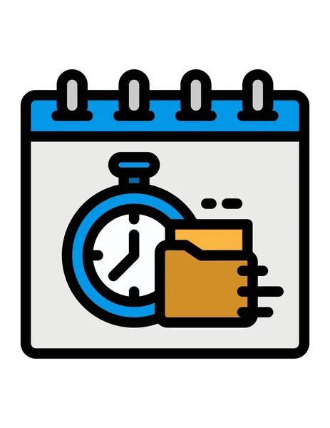 Tiempo Reloj Línea Vector Icono — Vector de stock