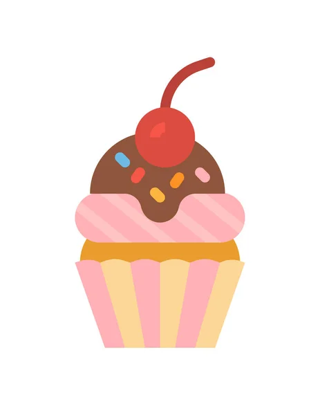 Cupcake Symbol Flachen Stil Isoliert Auf Weißem Hintergrund Dessert Symbol — Stockvektor