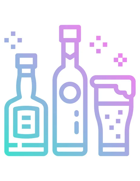 Illustrazione Vettoriale Bottiglie Etichette Icone — Vettoriale Stock