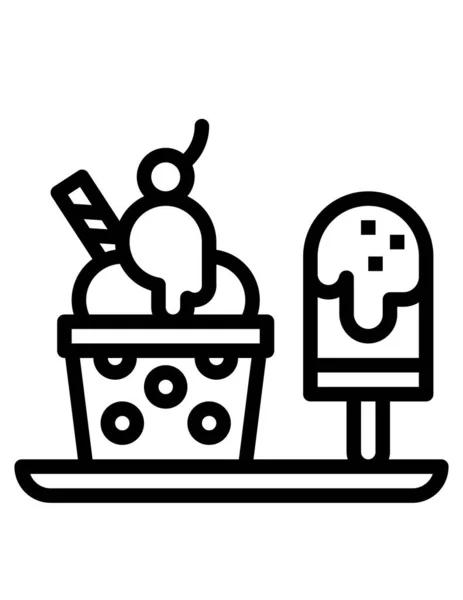 Icono Helado Sobre Fondo Blanco — Vector de stock