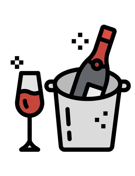 Illustration Vectorielle Simples Icônes Ligne Vin — Image vectorielle