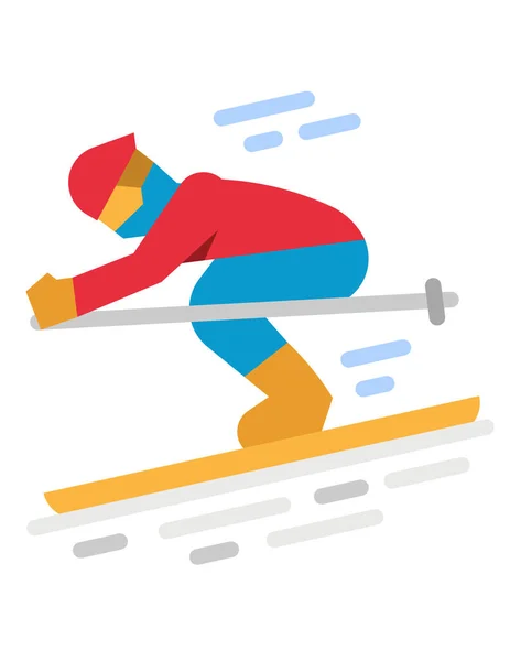 Vector Illustration Man Skiing Icon — Stock Vector