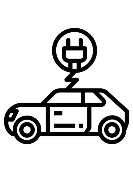 Vektor Illustration Elektrisk Bil Vit Bakgrund — Stock vektor