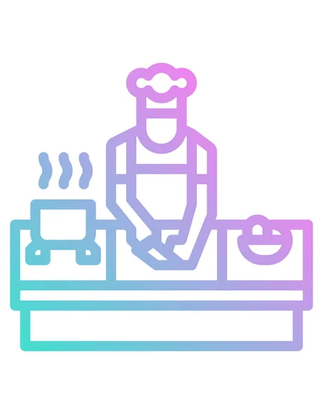 Illustration Vectorielle Chef Cuisinier Sur Cuisine — Image vectorielle